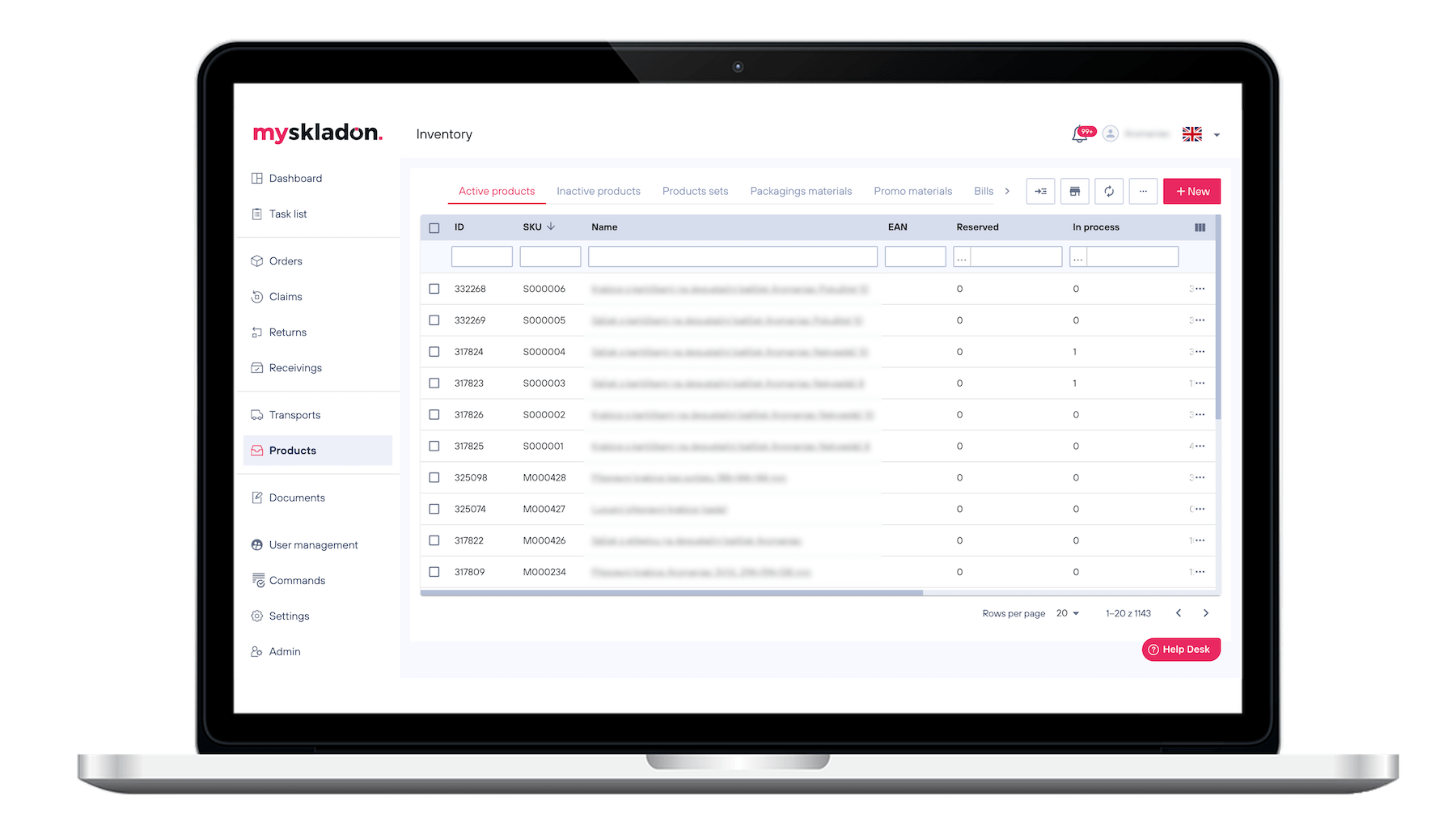MySkladon app: Inventory